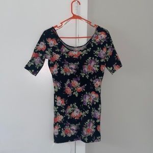Black floral blouse